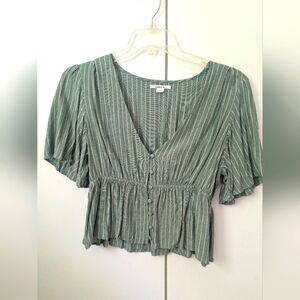 O'Neill Green Striped Women's Top